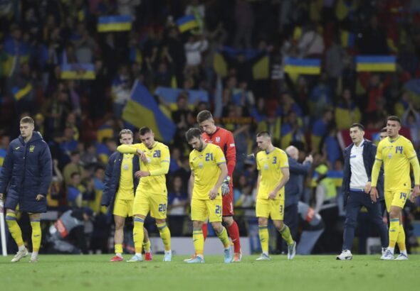 The Ukrainian team leaves the field after losing to Scotland in a Nations League match on Wednesday, September 21, 2022 (Photo: AP)
