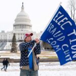 A man waves a flag in front of the US Capitol on Jan. 6, 2021. Photo: AFP.JIJI.