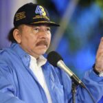 Nicaraguan president Daniel Ortega during his speech announcing the severing of diplomatic ties with the Netherlands after its ambassador gave an interventionist speech in contravention of the Vienna Convention on Diplomatic Affairs. Photo: AFP.
