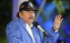 Nicaraguan president Daniel Ortega during his speech announcing the severing of diplomatic ties with the Netherlands after its ambassador gave an interventionist speech in contravention of the Vienna Convention on Diplomatic Affairs. Photo: AFP.