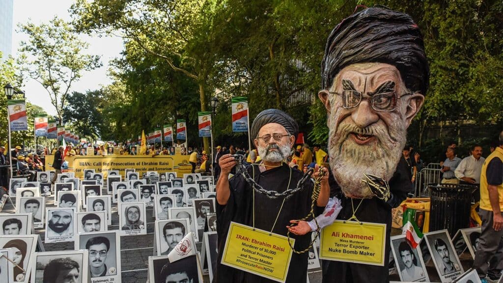 Anti-Iran protests outside the UN headquarters in New York City on 21 December, 2022. Photo: AFP.