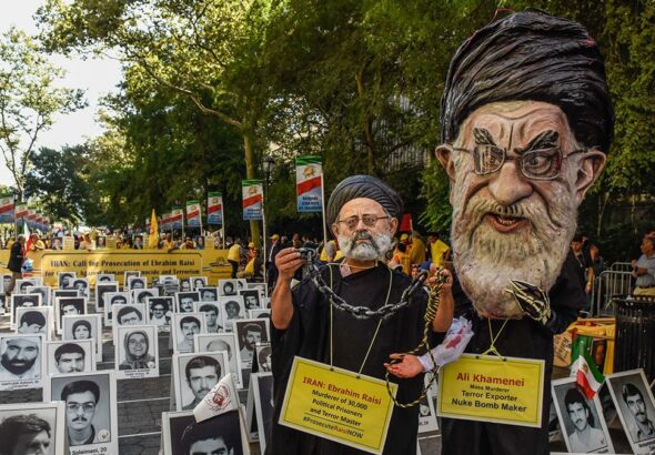 Anti-Iran protests outside the UN headquarters in New York City on 21 December, 2022. Photo: AFP.
