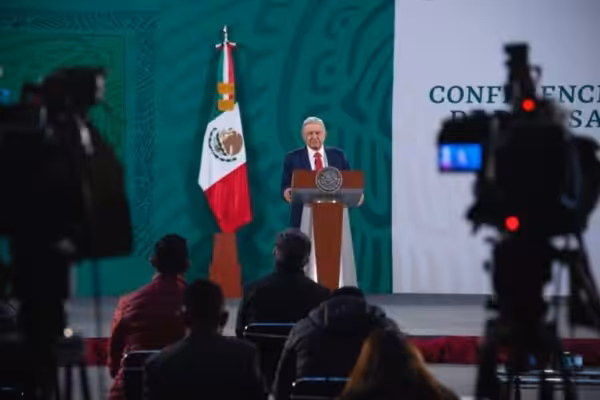 Mexican President Andrés Manuel López Obrador during one of his regular morning press conferences, January 21, 2021. File photo.