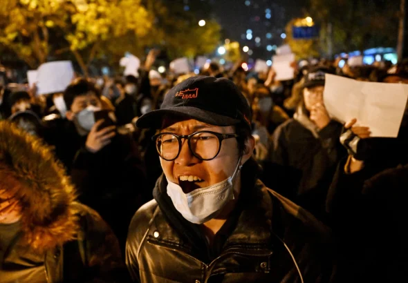 Protester in Beijing, China. Photo: AFP.