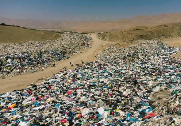 Discarded fast fashion in Atacama Desert, Chile. Photo: AFP via Getty Images.