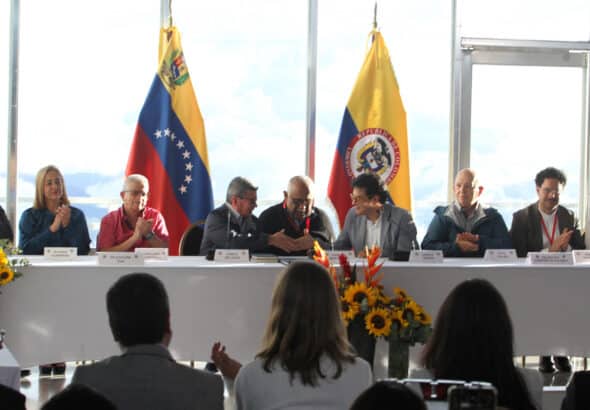 First round of the peace talks between the Colombian government and the ELN in Caracas, December 2022. Photo: María Isabel Batista.