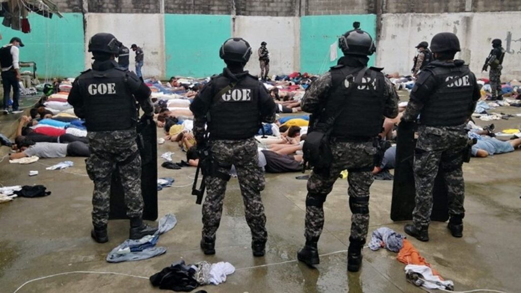 Security forces try to subdue a prison riot in Ecuador. File photo.