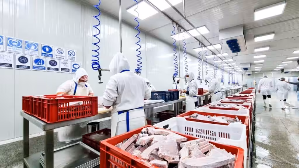 Workers at a meat production facility in Venezuela. File photo.