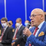 Venezuelan Deputy and President of the National Assembly Jorge Rodriguez giving statements to the press during a press conference at Miraflores Palace, Caracas. November 30, 2022. Photo: Presidential Press.