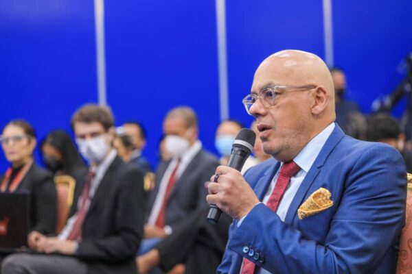 Venezuelan Deputy and President of the National Assembly Jorge Rodriguez giving statements to the press during a press conference at Miraflores Palace, Caracas. November 30, 2022. Photo: Presidential Press.