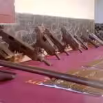 Several automatic weapons seized by the Venezuelan Army as part of its fight against illegal mining. Photo: Twitter/@dhernandezlarez.