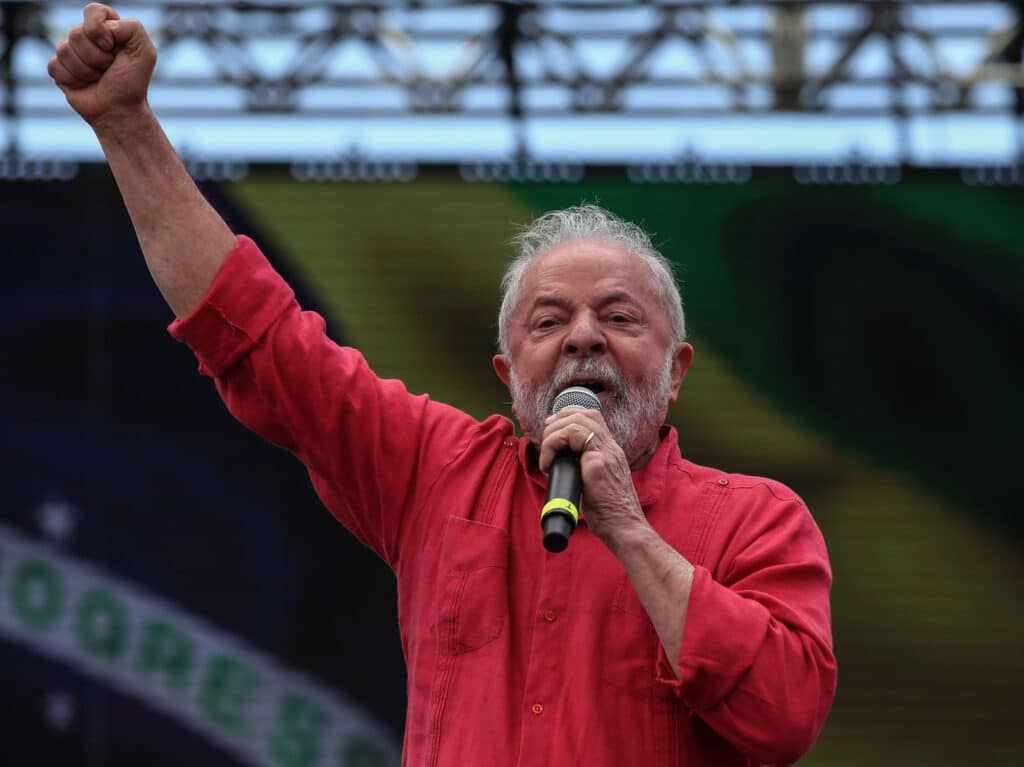 Luiz Inácio Lula da Silva giving a speech after becoming the president-elect of Brazil. File photo.