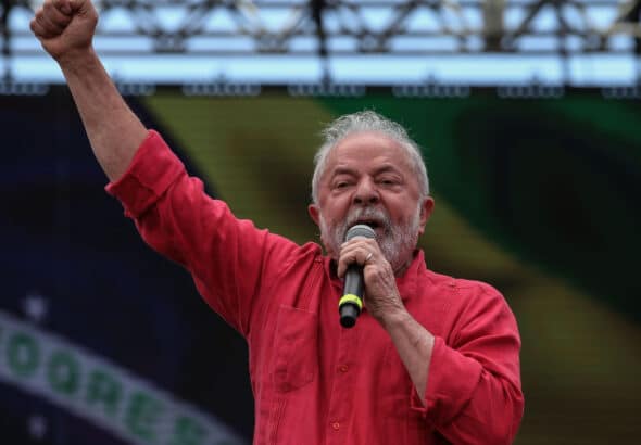 Luiz Inácio Lula da Silva giving a speech after becoming the president-elect of Brazil. File photo.