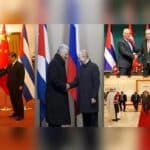 Xi Jinping, Vladimir Putin, Recep Erdoğan and Abdelmadjid Tebboune (from left to right) meeting with Miguel Díaz-Canel. Photo: Presna Latina. 