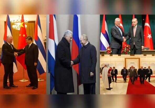 Xi Jinping, Vladimir Putin, Recep Erdoğan and Abdelmadjid Tebboune (from left to right) meeting with Miguel Díaz-Canel. Photo: Presna Latina. 