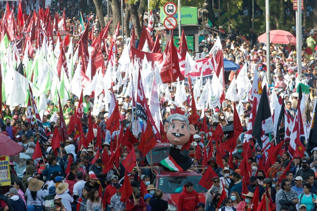 Overhead view of the massive march that began at 9 a.m. Photo: Alfredo Dominguez.
