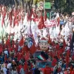 Overhead view of the massive march that began at 9 a.m. Photo: Alfredo Dominguez.