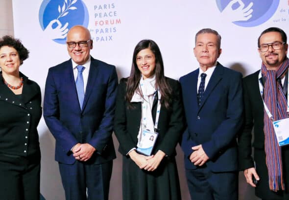 The president of the Venezuelan National Assembly, Jorge Rodriíguez at the Paris Peace Forum. Photo: Paris Peace Forum.