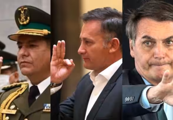 Yuri Calderón, former Bolivian Police General, Fernando López Julio, former Bolivian Minister of Defense and Jair Bolsonaro, President of Brazil. Photo: Kawsachun News.
