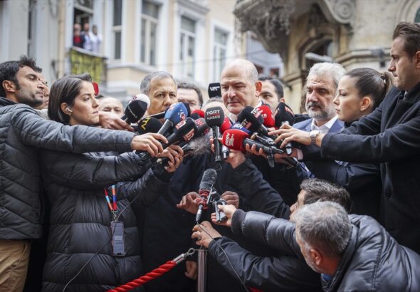 Turkish Interior Minister Süleyman Soylu giving statements to the press this Monday, November 14, after the terrorist attack in Istanbul. Photo: Anadolu.