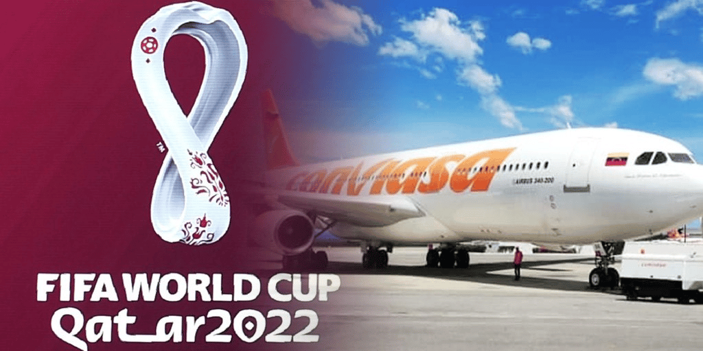 A Conviasa plane with the logo of FIFA World Cup Qatar 2022. Photo: Noti-America.com