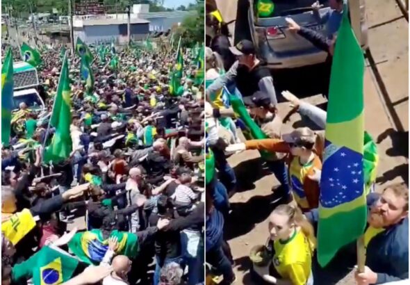 Footage of Bolsonaro supporters raising Nazi salute in response to their recent defeat. Photo: Twitter. 