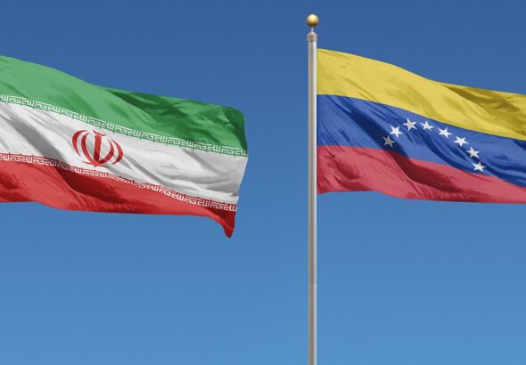 Flag of Iran (left) and flag of Venezuela (right). Photo: Getty Images.