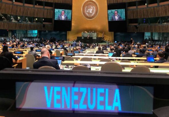 Venezuelan seat in the UN General Assembly floor. Photo: Misión Verdad.
