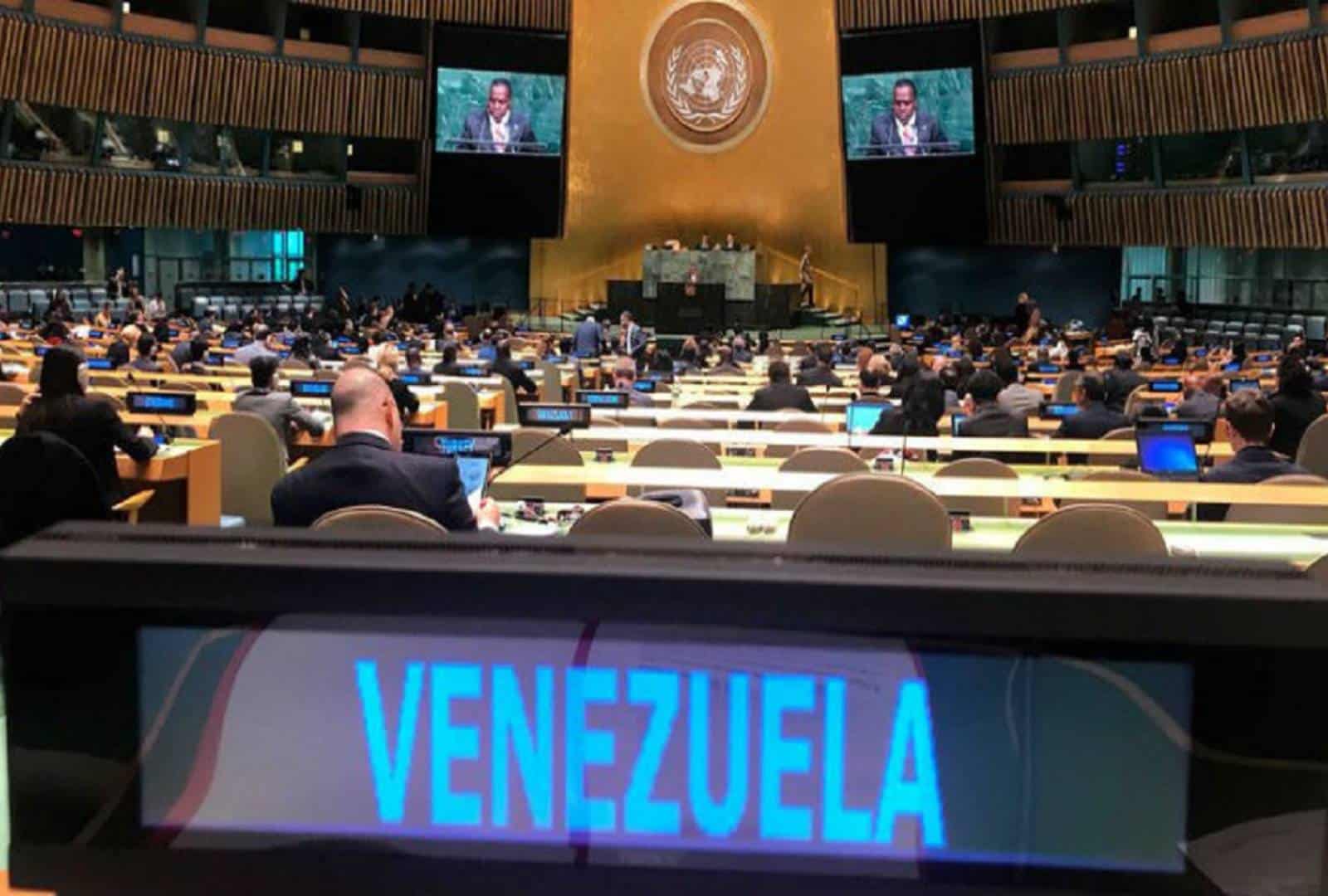 Venezuelan seat in the UN General Assembly floor. Photo: Misión Verdad.