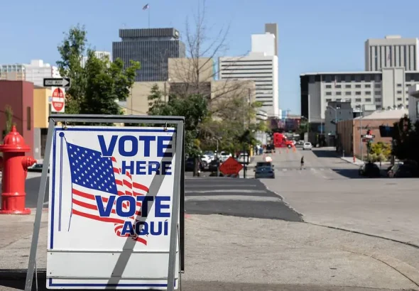 Sign for a US polling station. Photo: CNN.