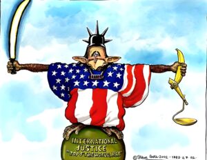 The US controls the International Criminal Court. Cartoon: Steve Bell.