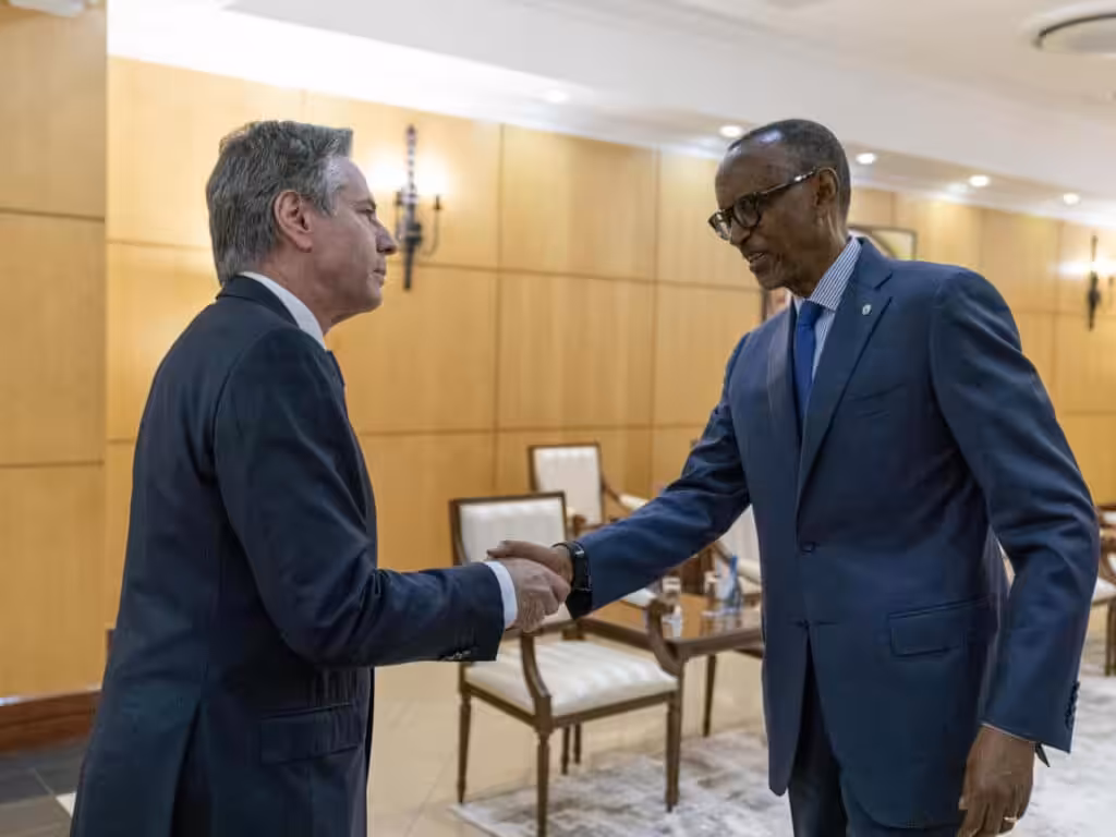 US Secretary of State Antony Blinken with Rwandan President Paul Kagame in Kigali, Rwanda, on August 11, 2022. Photo: AFP.