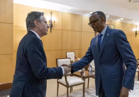 US Secretary of State Antony Blinken with Rwandan President Paul Kagame in Kigali, Rwanda, on August 11, 2022. Photo: AFP.