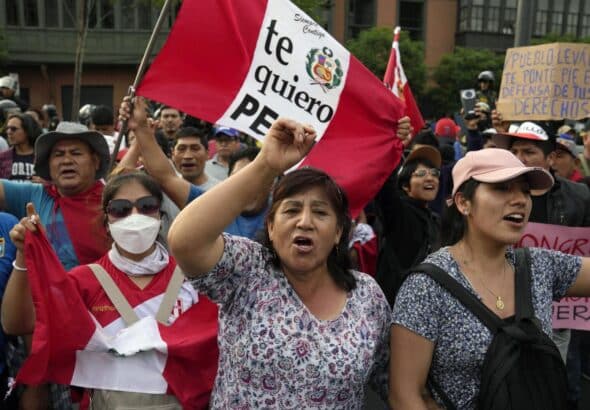 Protesters show their disapproval of the recent coup against Pedro Castillo. Photo: Sputnik.