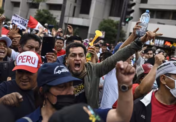 Protesters demand the release of President Pedro Castillo, Lima, Peru, December 11, 2022. Photo: AFP/Ernesto Benavides.