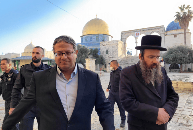 Fer-right Israeli politician Itamar Ben Gvir storms Al-Aqsa Mosque. Photo: Ben-Gvir Twitter page.