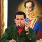 The late president of Venezuela and leader of the Bolivarian Revolution, Hugo Chávez, holds in his hand the Constitution of the Bolivarian Republic of Venezuela. File photo.