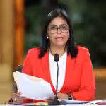 Venezuelan Vice President Delcy Rodríguez during a televised address. Photo: Presidential Press/File photo.