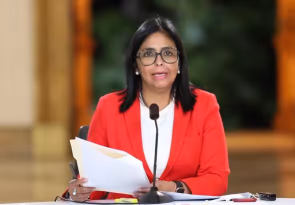 Venezuelan Vice President Delcy Rodríguez during a televised address. Photo: Presidential Press/File photo.