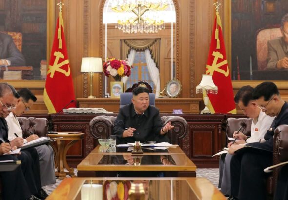The leader of DPRK, Kim Jong Un leads a consultative meeting with senior officials in Pyongyang on June 8, 2021. Photo: KCNA via KNS/AFP/Getty Image.