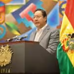 The president of Bolivia, Luis Arce, gives his address to the nation after signing the Census Law. Photo: Twitter/@LuchoXBolivia.