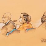 Sketch of Alex Saab’s first hearing in Miami, Florida, December, 2021. Drawing by Daniel Pontent via Reuters.