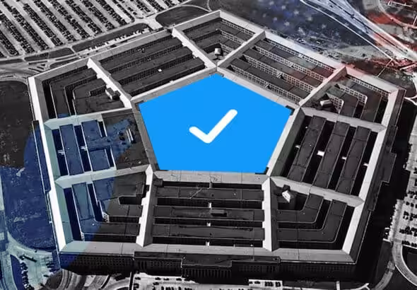 The pentagon has a "blue check", meaning it has a monopoly on what constitutes an "official" narrative. Photo: The Cradle