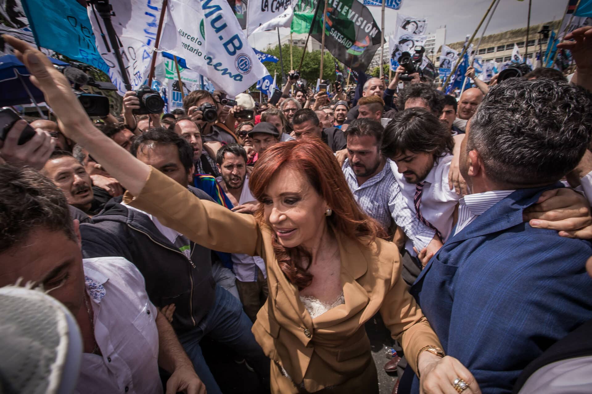 Argentina's Vice President Cristina Fernandez Kirchner surrounded by supporters at a political rally. Photo: Pressenza.com/File photo.