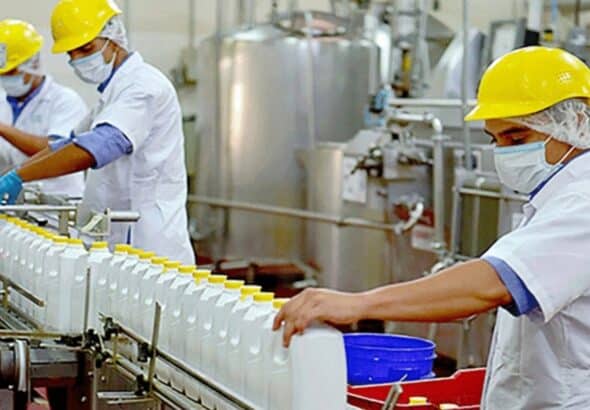 Venezuelan workers at a dairy processing facility. File photo.