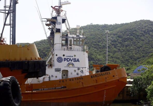 PDVSA oil tanker Manzanares docked in Puerto Cabello, Carabobo state, Venezuela. Photo: Juan Carlos Hernández/Zuma Press/File photo.