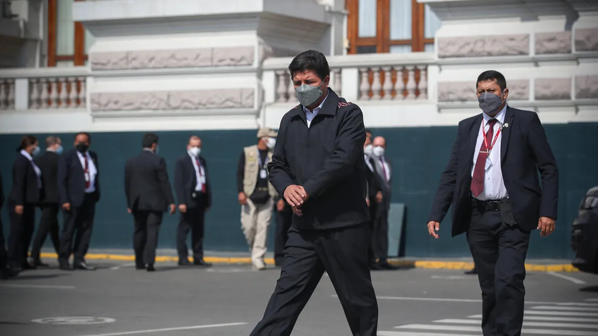President Pedro Castillo being escorted. Photo: Time News. 