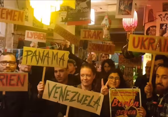 Anti-war and anti-imperialist activists during a gathering at the Coop Anti-War Cafe Berlin. Photo: Coop Anti-War Cafe Berlin/File photo.