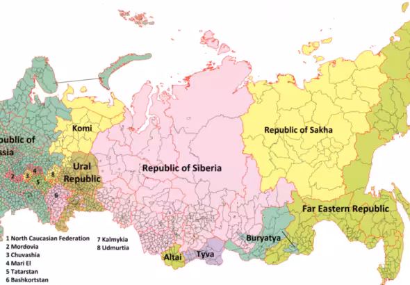 Map of western dreamed divided Russia. File photo.