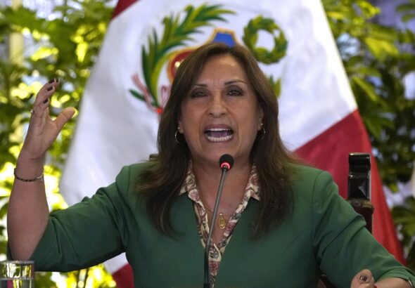 De facto president of Perú, Dina Boluarte. Photo: Martin Mejia/AP.